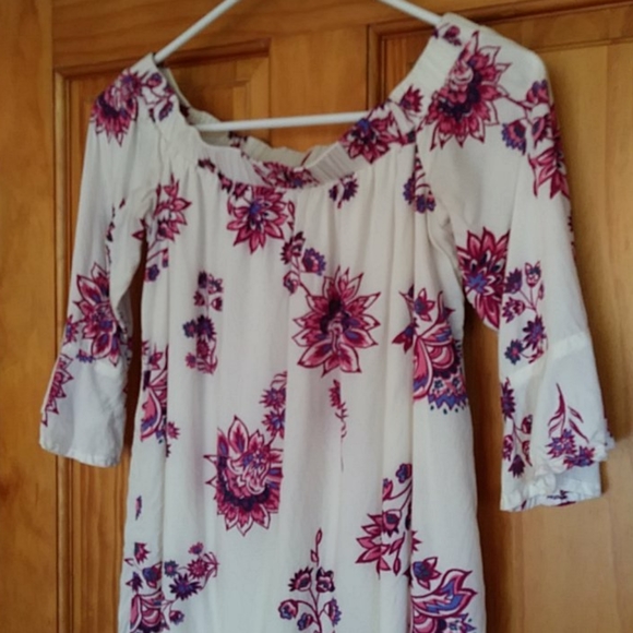 Old Navy Off the Shoulder Lined Floral Bell Sleeve Tunic Top /Mini Dress XS - Picture 5 of 12